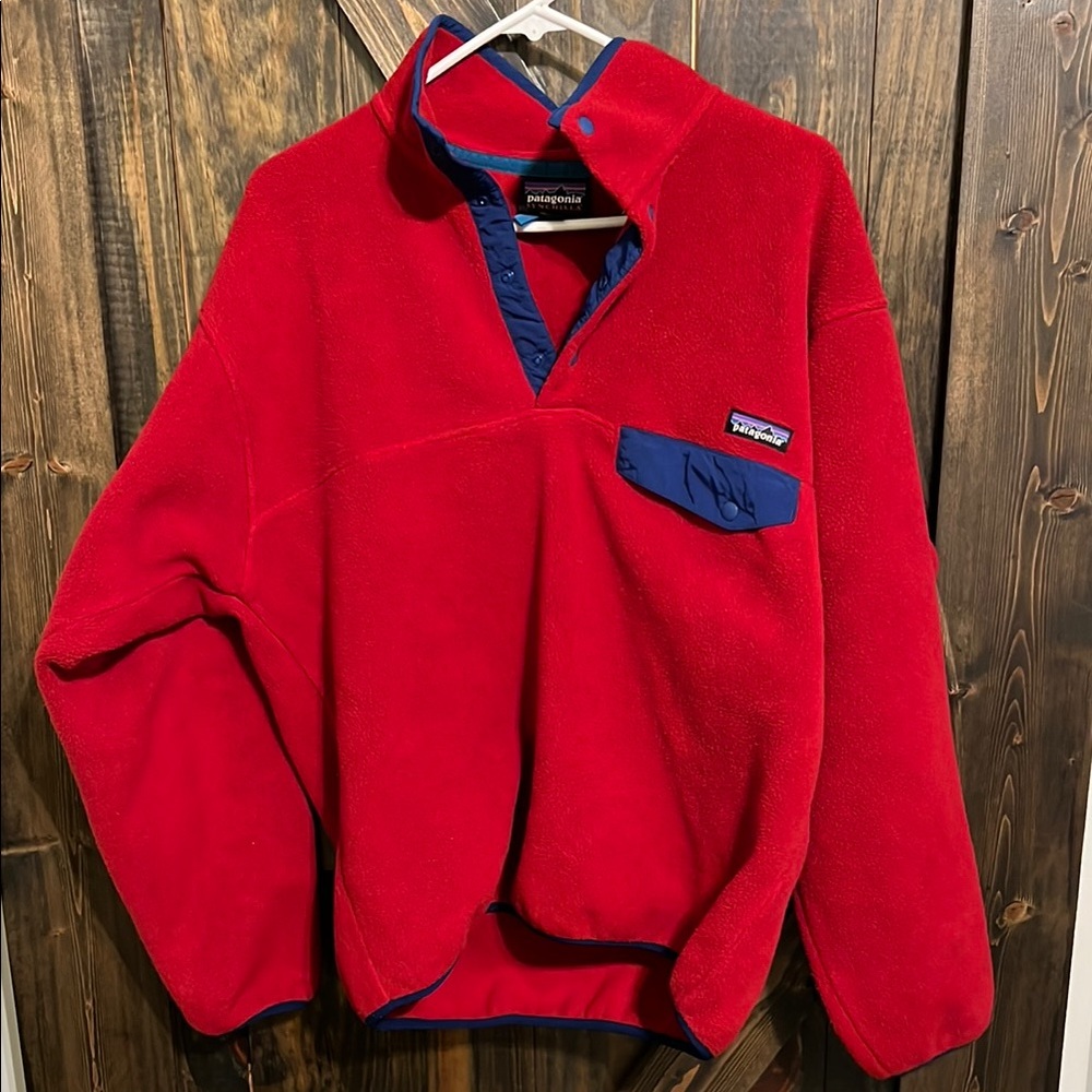 Patagonia Red and Blue Fleece Pullover